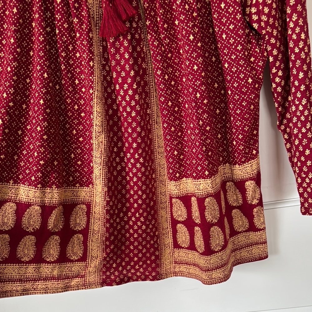 Lucky Brand 3/4 Sleeve Tie Front Blouse Size Large - Picture 6 of 12